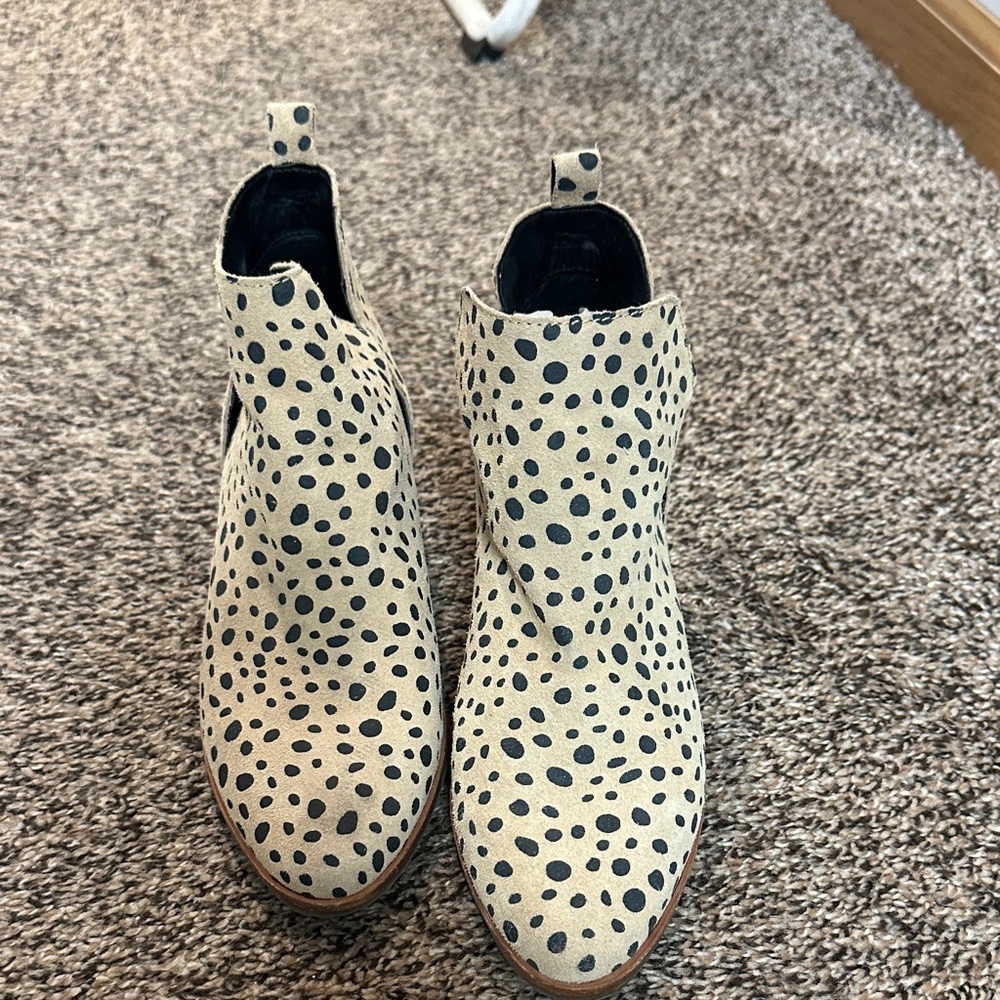 Dolce Vita Cream and Black Spotted Ankle Boots